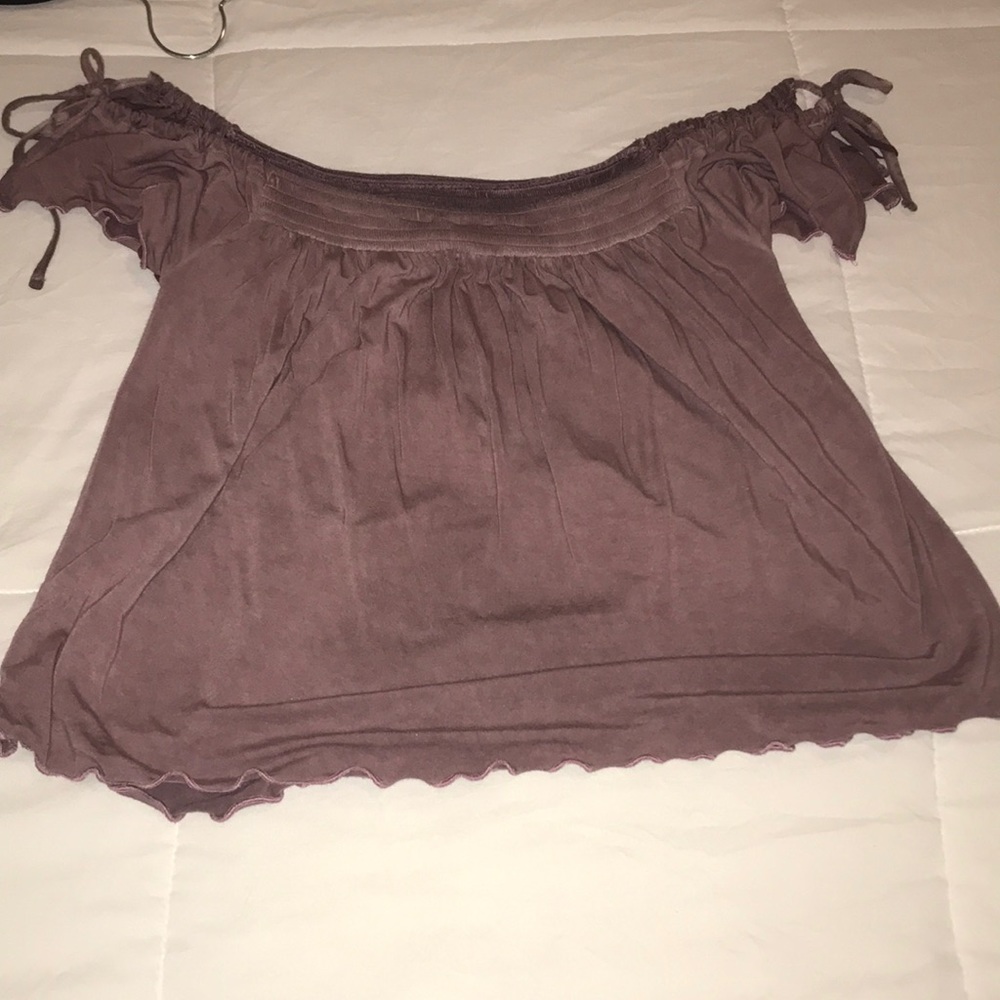 Off the shoulder purple blouse